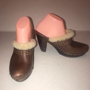 Vtg Nine West 90s Y2K Wooden Heel Leather Clogs